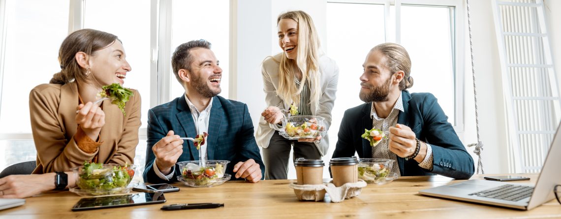 employees enjoying quick snacks