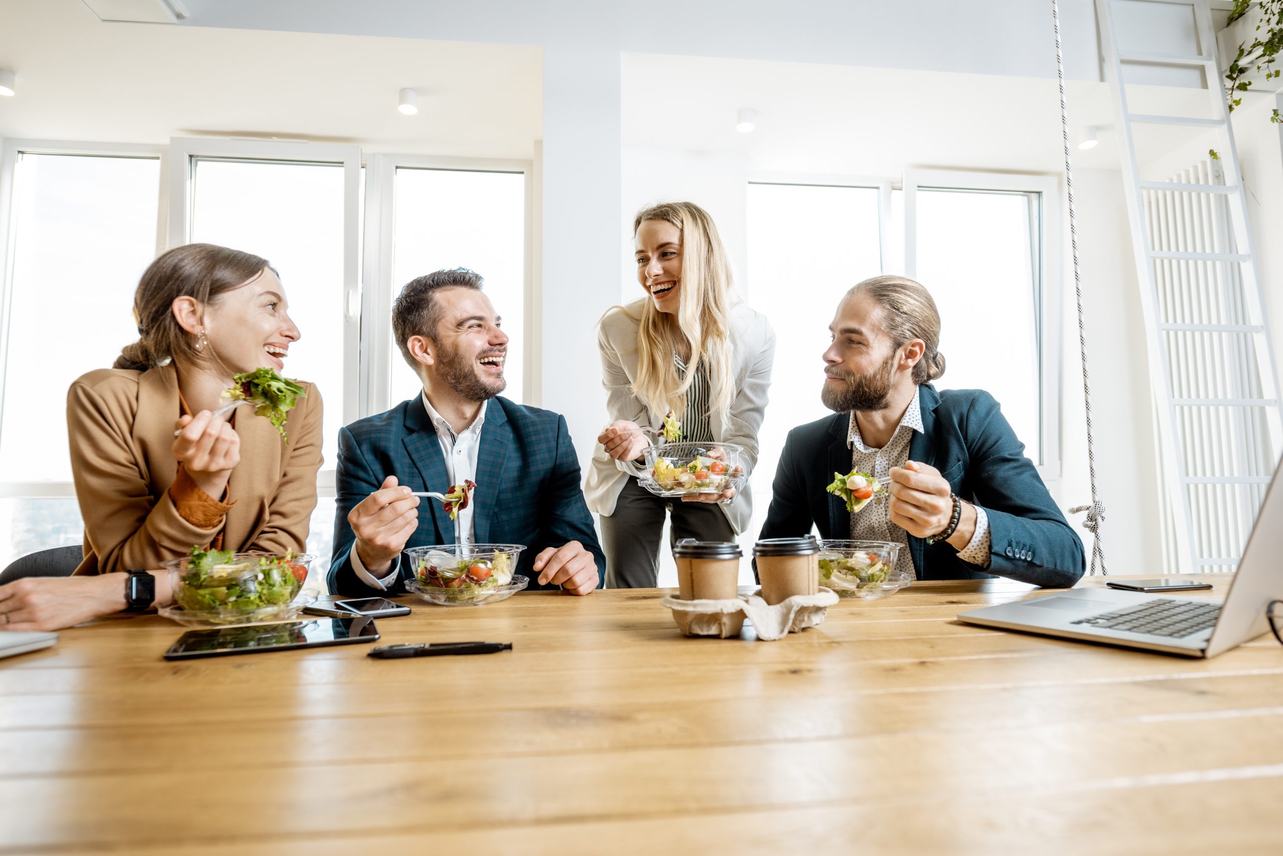 employees enjoying quick snacks